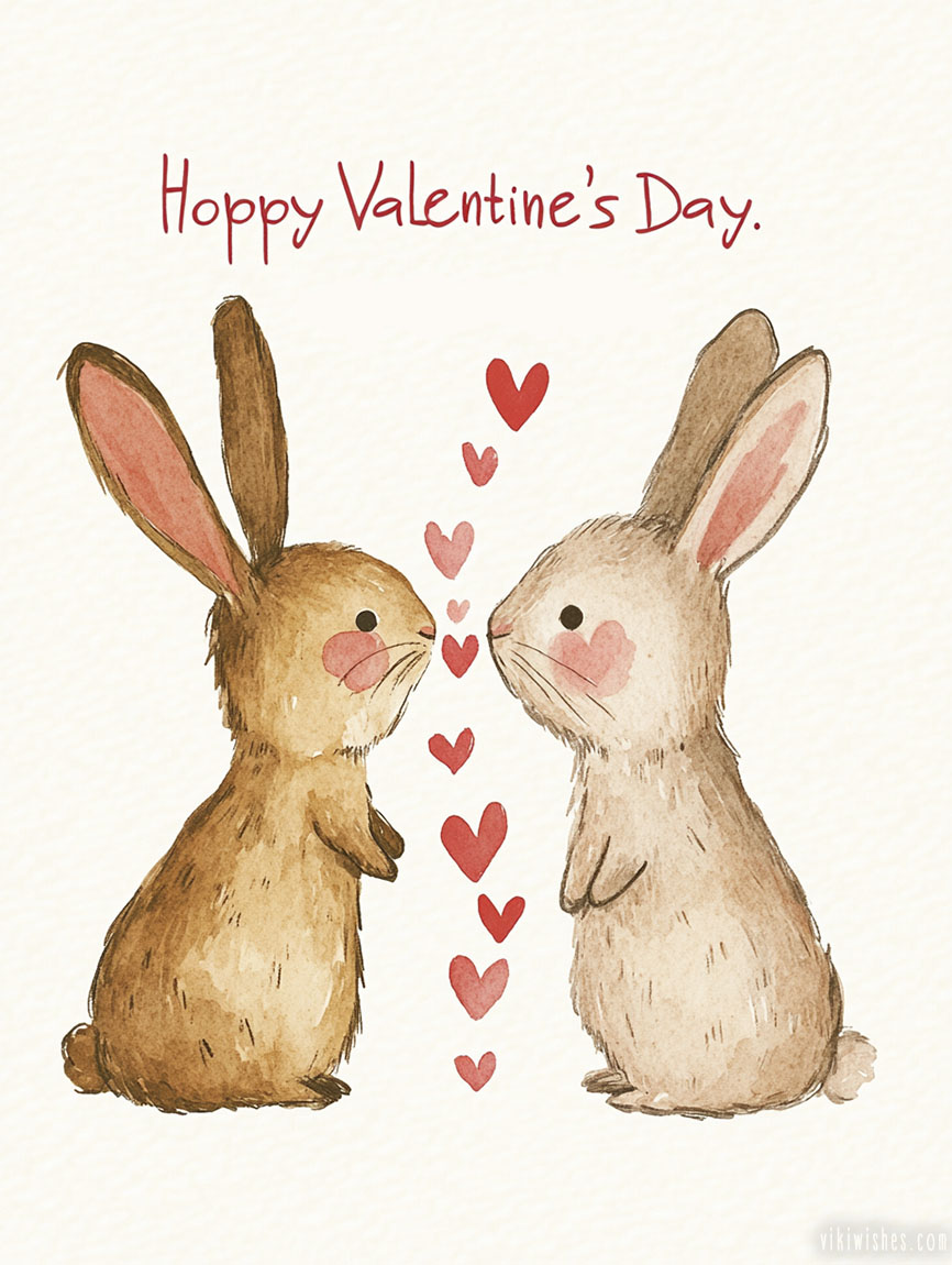 Cute bunnies on valentine's day picture