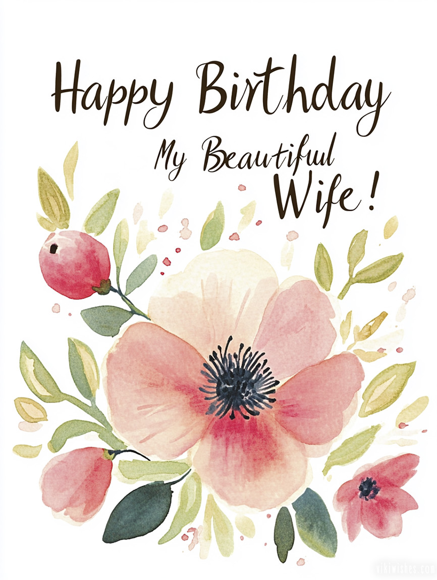 A gentle image to wish a wife a happy birthday: 