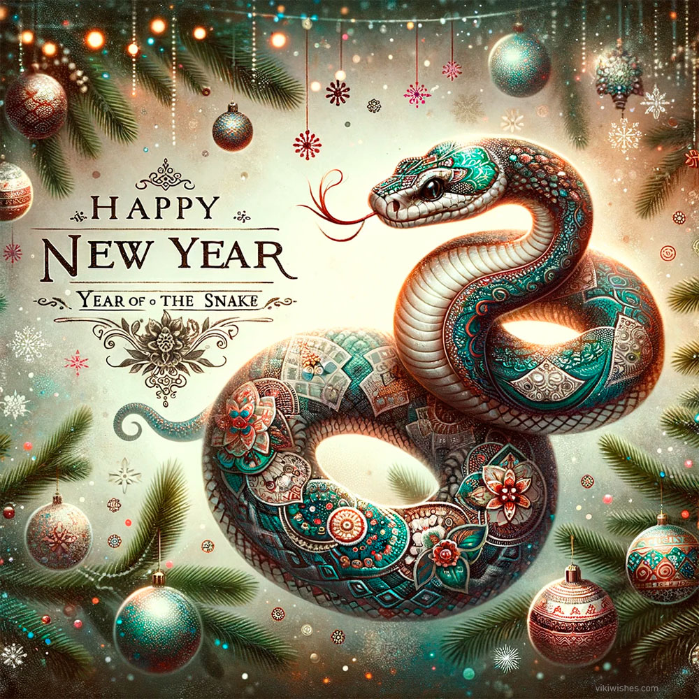 happy new year Wish with snake year 2025