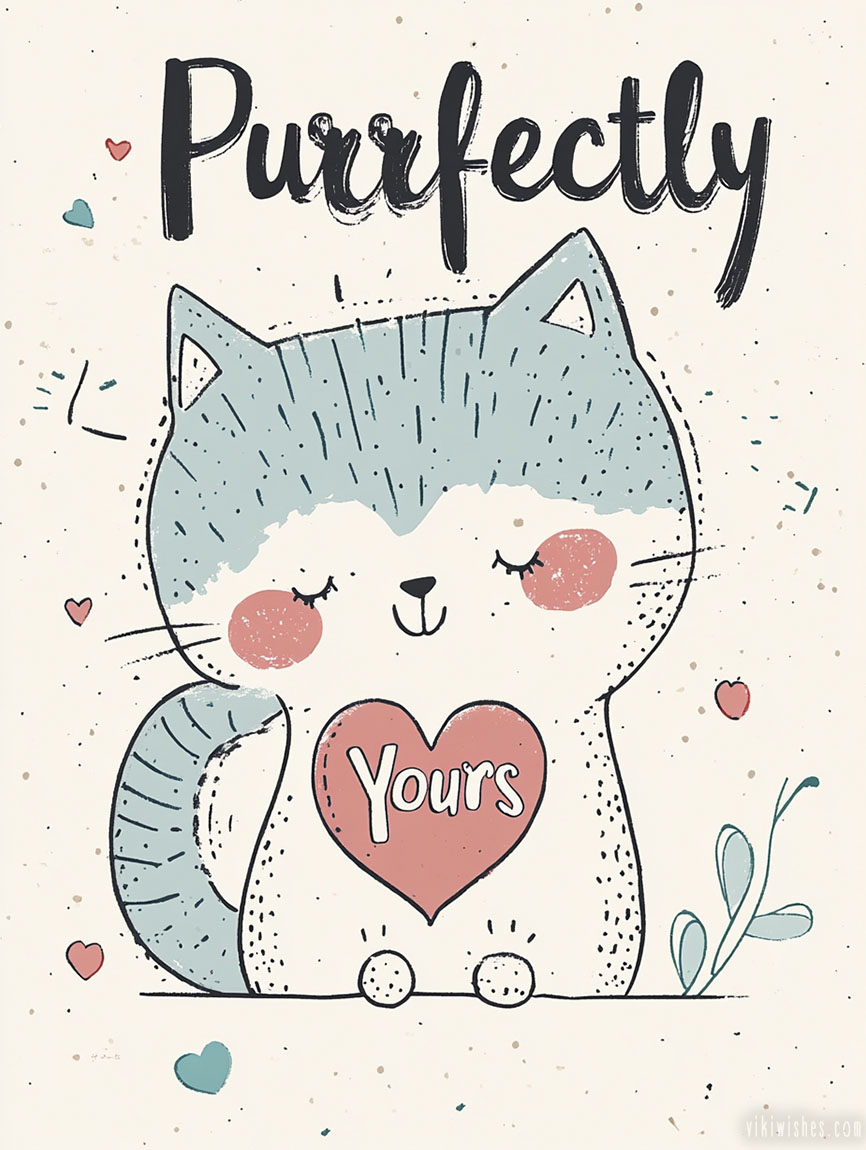 Purrfectly cute kitty wishing happy valentine's day