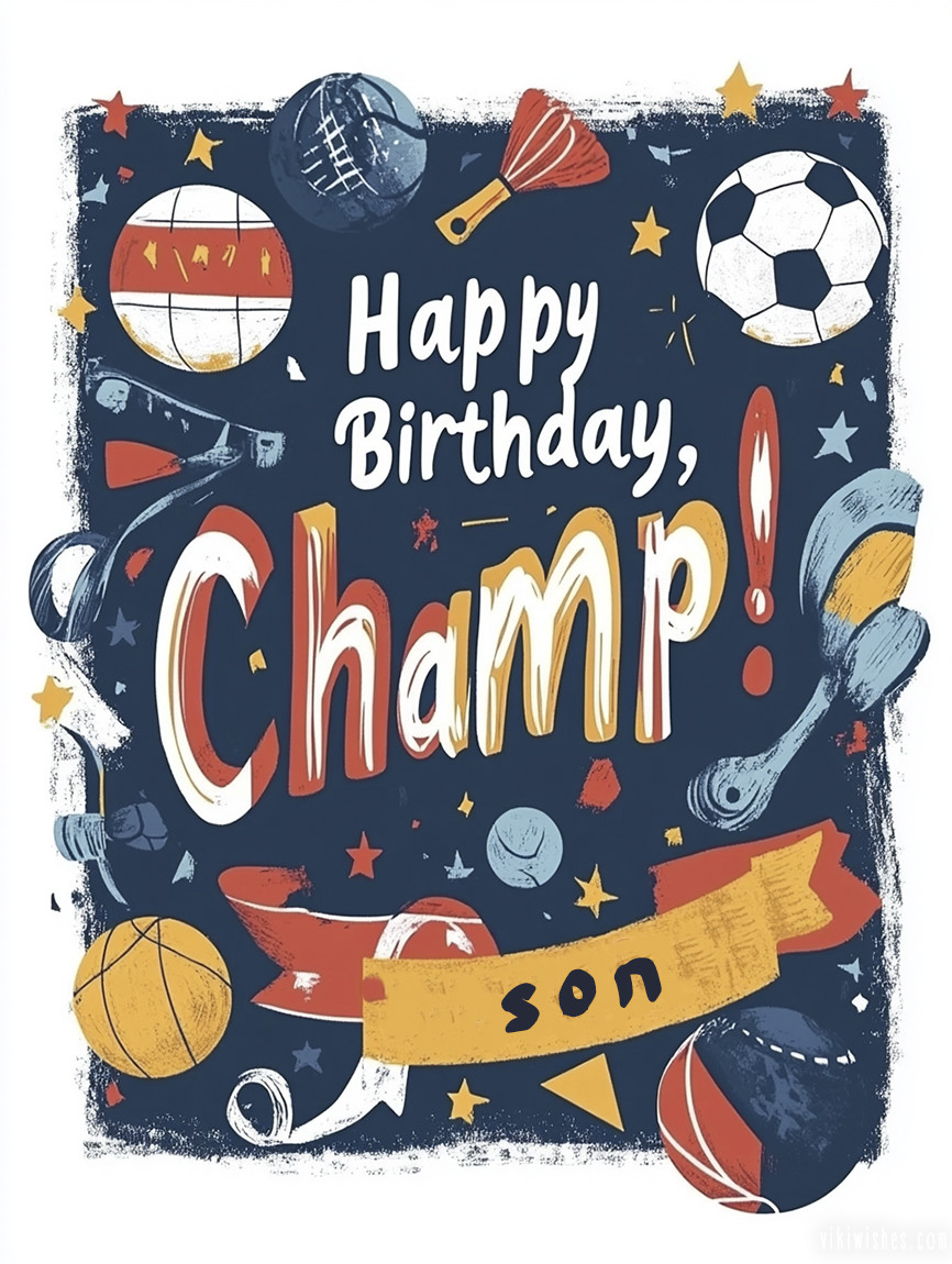 A birthday image with a greeting for a son: 