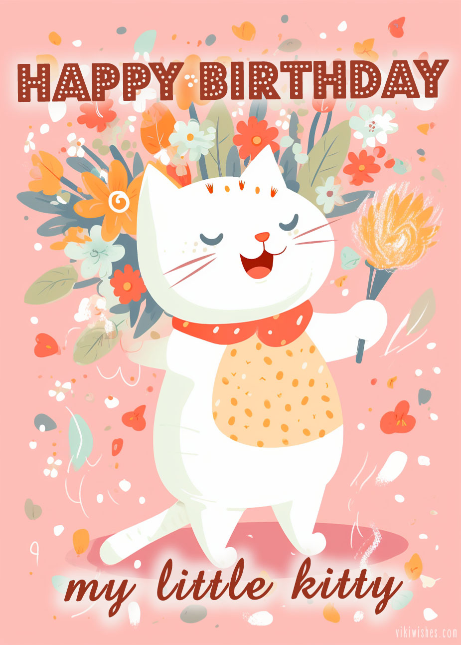 Funny kitty wishes your wife a happy birthday