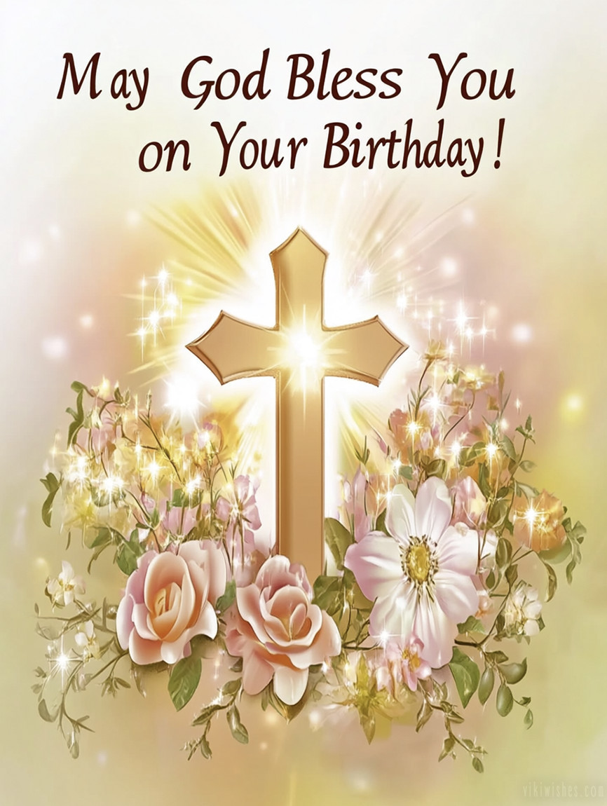 A beautiful religious image with a birthday greeting, featuring a message from God.